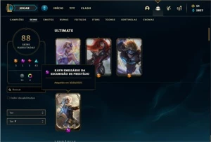 Conta prata 2 com 138 Champs e 88 Skins + 1 Prestigio - League of Legends LOL