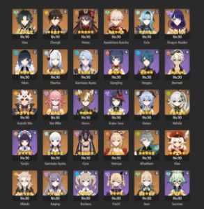 Conta AR 60 Zhongli C6, Itto c6, 26x5star  + 21 Armas 5star - Genshin Impact