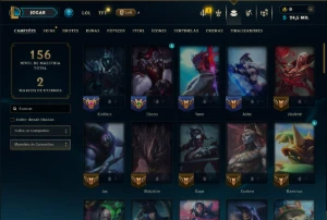 Ouro 3 com 65 Champs e 10 Skins - League of Legends LOL