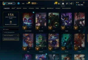 Ouro 3 com 65 Champs e 10 Skins - League of Legends LOL