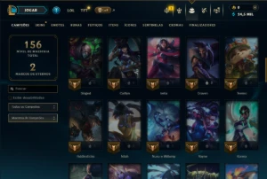 Ouro 3 com 65 Champs e 10 Skins - League of Legends LOL