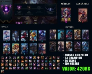 CONTA MESTRE LEAGUE OF LEGENDS LOL