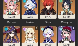 Conta Genshin Varessa + furina + Xianyu AR 52