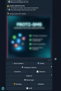 Bot Telegram Recebe SMS de Números Virtuais - Source Python - Números, Proxy e VPN