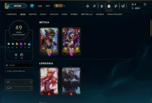 Esmeralda 4 com 90 Champs e 49 Skins - League of Legends LOL