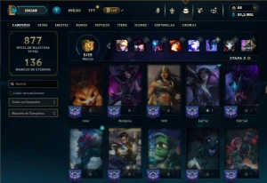 Platina 3 com TODOS os champs e 306 Skins ( ADC / JG ) - League of Legends LOL