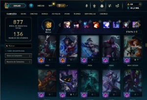 Platina 3 com TODOS os champs e 306 Skins ( ADC / JG ) - League of Legends LOL