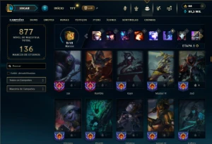 Platina 3 com TODOS os champs e 306 Skins ( ADC / JG ) - League of Legends LOL