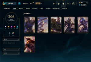 Platina 3 com TODOS os champs e 306 Skins ( ADC / JG ) - League of Legends LOL