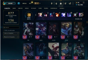 Platina 3 com TODOS os champs e 306 Skins ( ADC / JG ) - League of Legends LOL