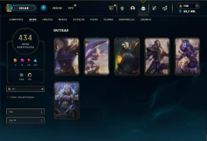 Platina 2 com TODOS os champs e 434 Skins ( ADC / MID / JG ) - League of Legends LOL