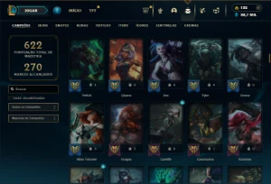 Platina 2 com TODOS os champs e 434 Skins ( ADC / MID / JG ) - League of Legends LOL