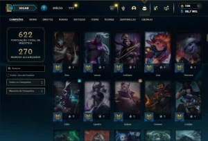Platina 2 com TODOS os champs e 434 Skins ( ADC / MID / JG ) - League of Legends LOL