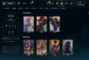 Platina 2 com TODOS os champs e 434 Skins ( ADC / MID / JG ) - League of Legends LOL
