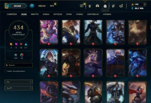 Platina 2 com TODOS os champs e 434 Skins ( ADC / MID / JG ) - League of Legends LOL