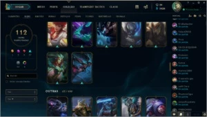 Conta League of Legends Platina 4 112 skins LOL
