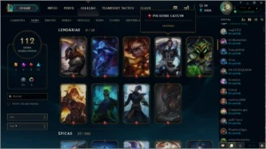 Conta League of Legends Platina 4 112 skins LOL