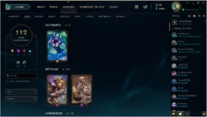 Conta League of Legends Platina 4 112 skins LOL