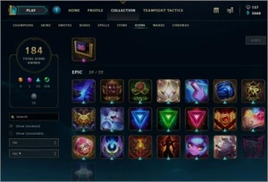 CONTA LOL 244 SKINS, TODOS OS CAMPEÕES E MASCOTE DO TFT - League of Legends