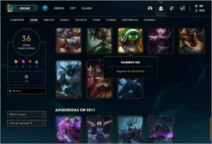 Conta unranked com Rammus Rei e Kayle Juiza - League of Legends LOL