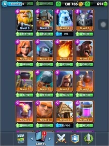 Clash Royale Lv8/Ar7 - 4 Lendárias / Ouro 140K - Apenas iOS