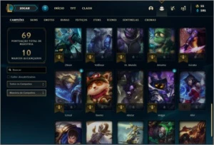 Conta ouro 4 com 6 skins e 40 champs ( MAIN JG ) - League of Legends LOL