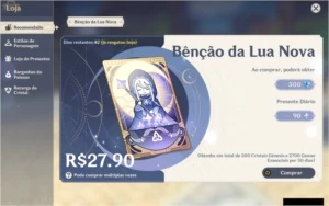conta genshin AR 39; 42 dias de benção da lua c/ diluc - Genshin Impact