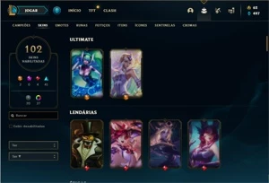 Conta bronze 4 com 125 Champs e 102 Skins + Kayle Juiza RARA - League of Legends LOL