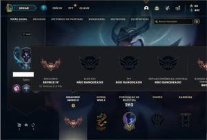 Conta bronze 4 com 125 Champs e 102 Skins + Kayle Juiza RARA - League of Legends LOL