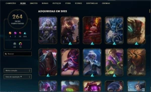 CONTA GOLD 4 (MMR GOLD1/PLATINA) TODOS OS CHAMPS E 264 SKINS - League of Legends LOL