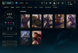 Platina 4 com TODOS os champs e 445 Skins + 40 Maestrias 7 - League of Legends LOL