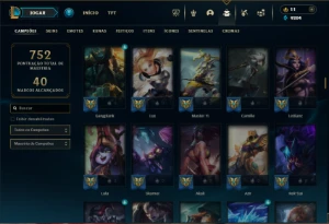 Platina 4 com TODOS os champs e 445 Skins + 40 Maestrias 7 - League of Legends LOL