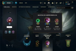 Platina 4 com TODOS os champs e 445 Skins + 40 Maestrias 7 - League of Legends LOL