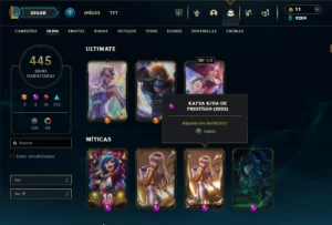 Platina 4 com TODOS os champs e 445 Skins + 40 Maestrias 7 - League of Legends LOL