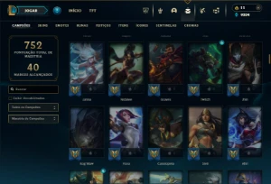 Platina 4 com TODOS os champs e 445 Skins + 40 Maestrias 7 - League of Legends LOL