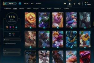 Conta ouro 4 com TODOS os champs e 118 skins MAIN MID / ADC - League of Legends LOL