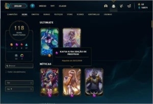 Conta ouro 4 com TODOS os champs e 118 skins MAIN MID / ADC - League of Legends LOL