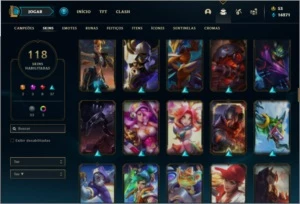 Conta ouro 4 com TODOS os champs e 118 skins MAIN MID / ADC - League of Legends LOL