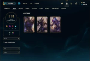 Conta ouro 4 com TODOS os champs e 118 skins MAIN MID / ADC - League of Legends LOL