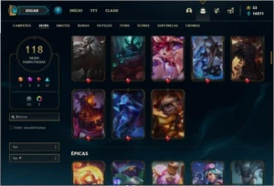 Conta ouro 4 com TODOS os champs e 118 skins MAIN MID / ADC - League of Legends LOL