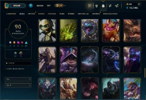 Bronze  2 com TODOS os champs e 90 Skins (mais de 80 jogos) - League of Legends LOL