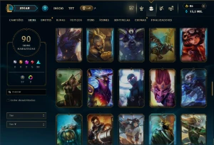 Bronze  2 com TODOS os champs e 90 Skins (mais de 80 jogos) - League of Legends LOL