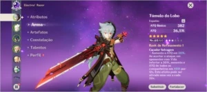 Conta com Jean e a Túmulo do lobo AR 37 - Genshin Impact