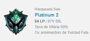 CONTA PLAT 2 - League of Legends LOL