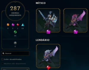 Conta de League of Legends à Venda – Ex Mestre, 533 Skins LOL