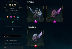 Conta de League of Legends à Venda – Ex Mestre, 533 Skins LOL