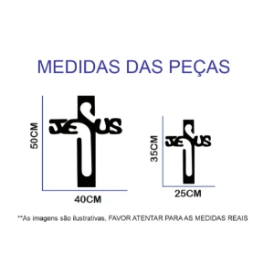 Cruz Jesus Vazado em MDF Preto - Artesanato e Personalizados