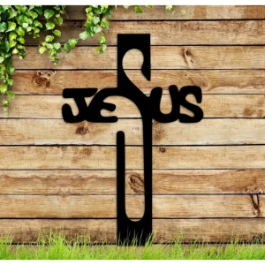 Cruz Jesus Vazado em MDF Preto