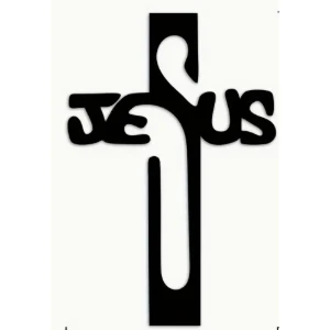Cruz Jesus Vazado em MDF Preto - Artesanato e Personalizados