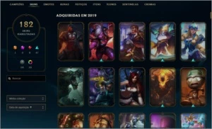 Conta League of Legends Diamante 3 182 skins barato LOL